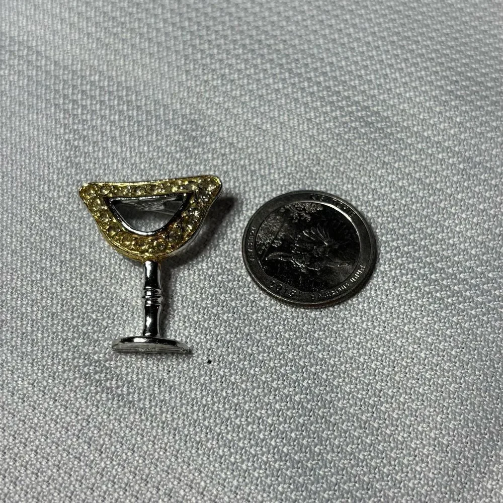 Vintage Goldtone Martini Brooch Excellent Preloved Condition
